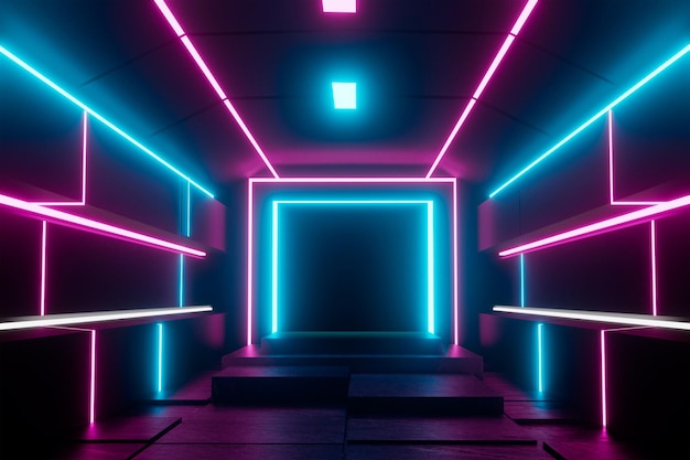 Imágenes de escenario de representación 3D para colocar varios juegos o productos tecnológicos