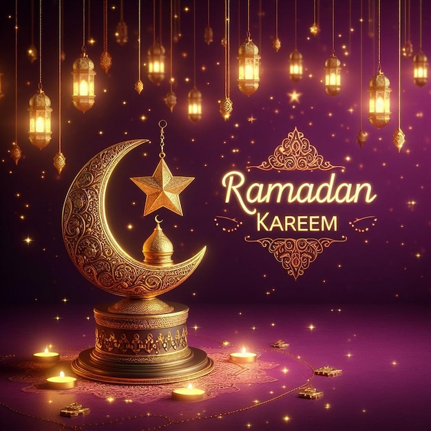 Foto imágenes de fondo brillantes de ramadán kareem ramadán luna creciente