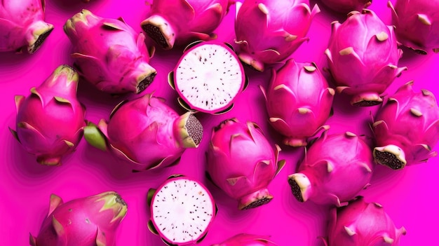 Imágenes de fondo de pitaya Colores naturales fondo brillante Generativo Ai