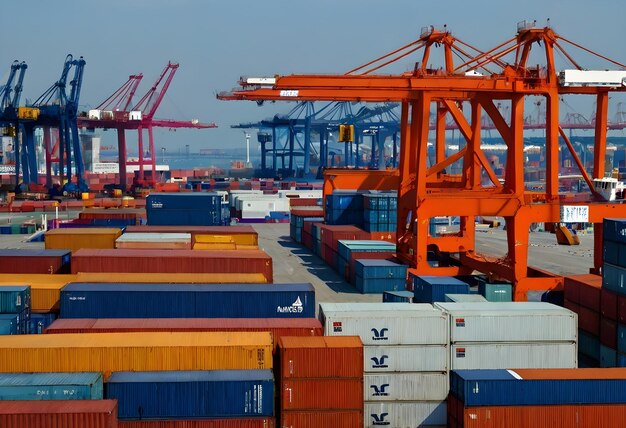 Imágenes de logística de contenedores de comercio marítimo