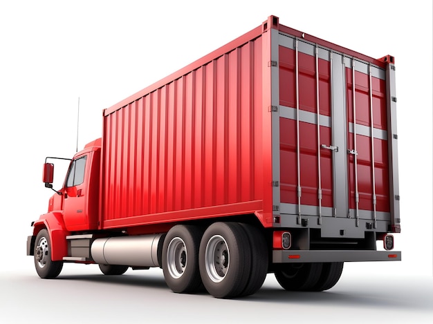 Imágenes logísticas 3D realistas de contenedores de camiones remolque con AI generadas