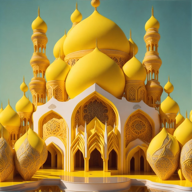 Imágenes de mezquitas tridimensionales en color amarillo