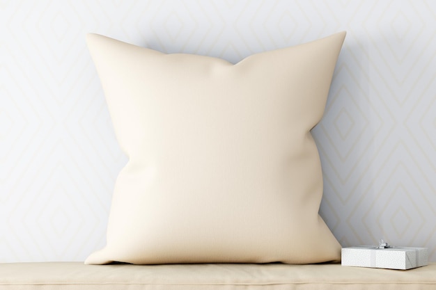 Foto imágenes de mockup de almohada y color beige