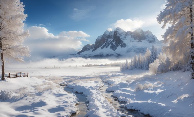 Foto imágenes del paisaje increíble invierno