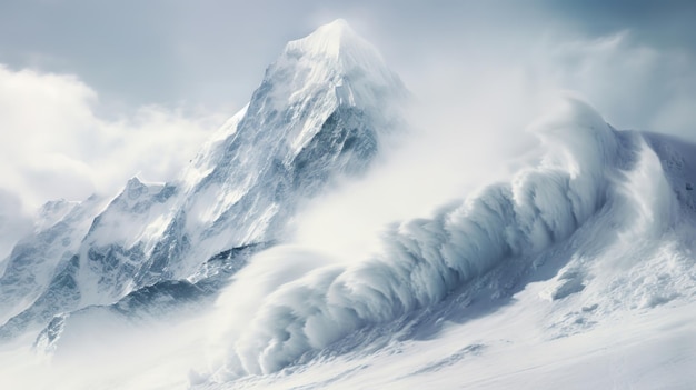 Imágenes de paisajes montañosos de nieve fría en invierno