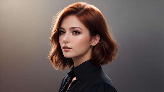 imágenes de peinados de color corto de mujer con longitud de hombro generadas con IA