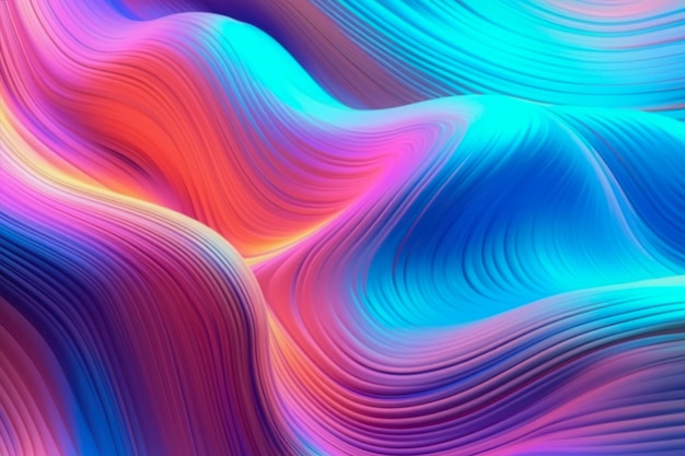 Imágenes prediseñadas de ondas holográficas abstractas con formas futuristas y coloridas para fondos impresionantes