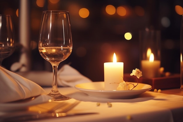 Imágenes en primer plano de una cena romántica a la luz de las velas con 00073 03