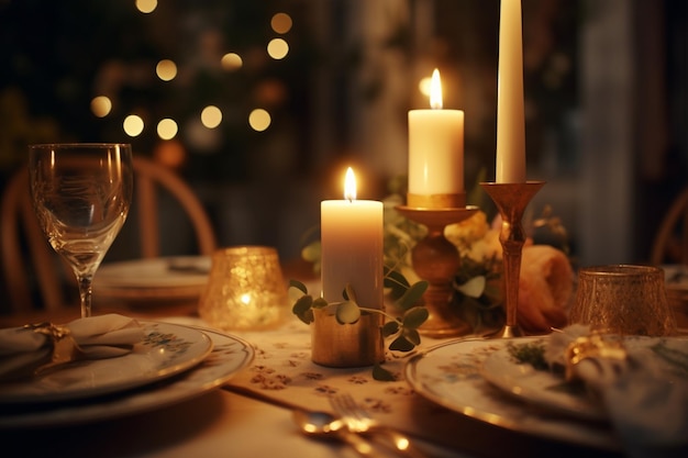 Foto imágenes en primer plano de una cena romántica a la luz de las velas con $ 75,000.