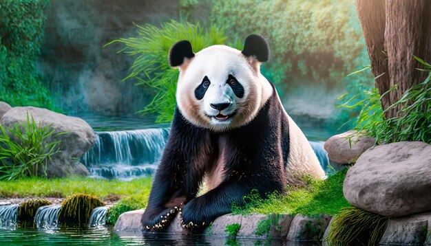 imágenes realistas de panda en la naturaleza hermoso animal como fondo