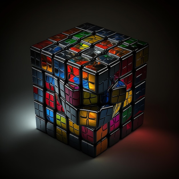 Foto imágenes de rompecabezas de cubos imposibles de rubik coloridos arte generado por ia