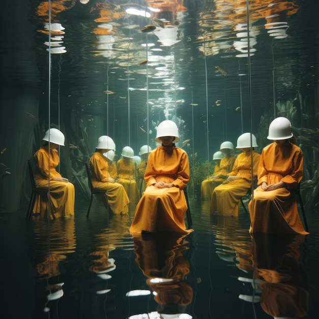 Imágenes surrealistas de una mujer bajo el agua.