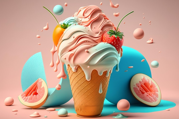 Imágenes veraniegas de helados con sabores refrescantes y texturas fundentes AI Generative