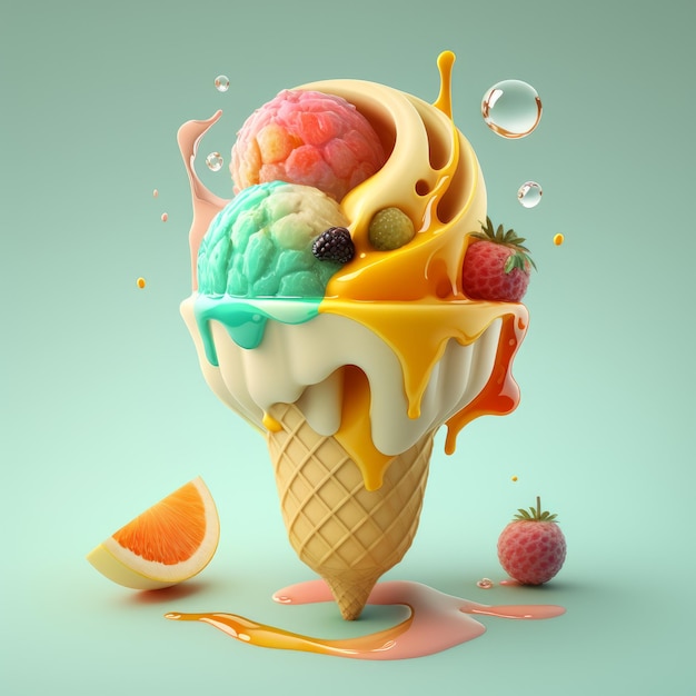 Imágenes veraniegas de helados con sabores refrescantes y texturas fundentes AI Generative