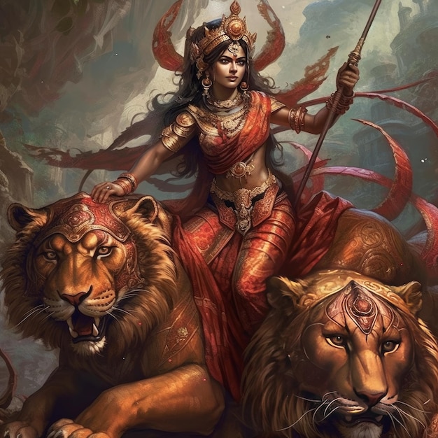 Imagens da Deusa Durga ela é a Mãe da IA geradora de imagens de guerra