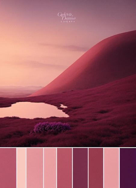 Imagens de combinação de tons apagados de rosa poeirento e roxo escuro com combinações de formas estéticas finas