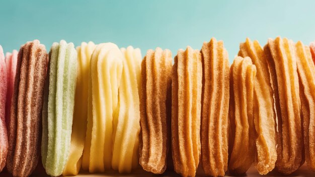 Imagens de fundo de churros Cores naturais fundo brilhante Generativo Ai