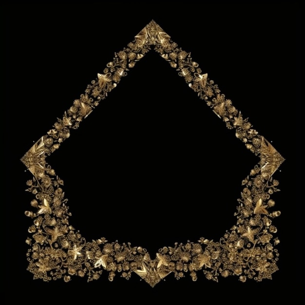 Imagens de moldura de círculo de coroa de flores elegantes de ouro bonito Arte gerada por IA