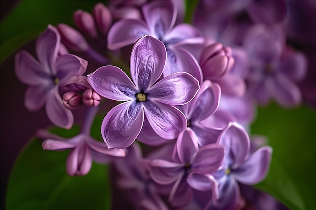 Imagens de perto de lilas com folhas verdes