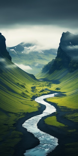 Imagens de sonho de um majestoso rio de montanha