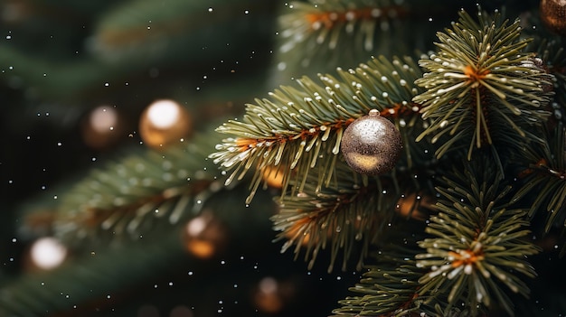 Imagens em close-up de árvores de Natal Decoração de Natal IA gerativa