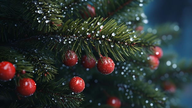 Imagens em close-up de árvores de Natal Decoração de Natal IA gerativa