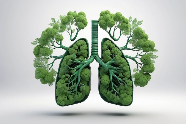 Imagens em forma de árvore verde pulmão conceitos médicos exibição 3D de autópsia e animais como um elemento