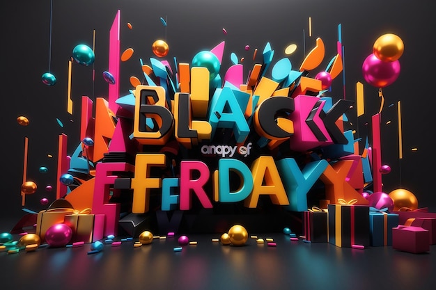 Imagens incríveis de compras de Black Friday com balões e caixas de presentes