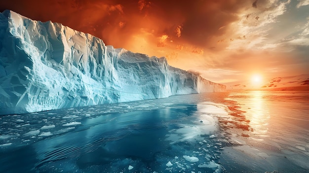 Imagens poderosas que retratam os pontos de derretimento dos glaciares causados pelas emissões de carbono Conceito de aquecimento global