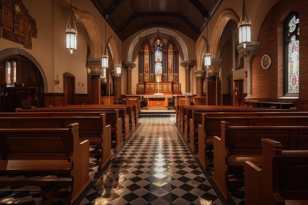 Imagens tradicionais do interior da igreja geradas por IA