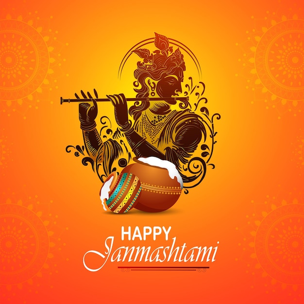 Imagens vetoriais de Feliz Krishna Janmashtami