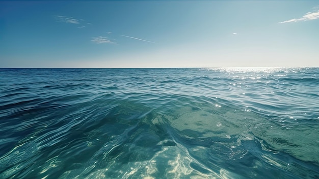 Imagina una superficie serena del océano en un día soleado con aguas tranquilas IA generativa