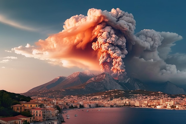 Imaginação de campi flegrei caldera erupção na Itália generativa ai