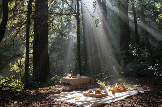 Foto imagínate un picnic romántico ubicado debajo del towe generative ai