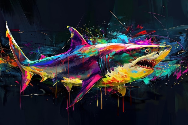 Imaginativo Abstrato colorido tubarão 3D Gerar Ai