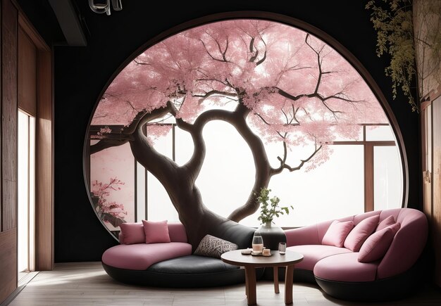 imagine o design de interiores wabisabi para um café