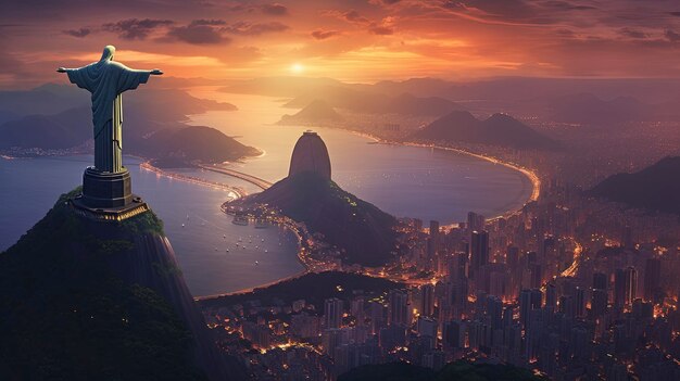 Imagine o Rio de Janeiro, no Brasil, o icônico Cristo Redentor criado com tecnologia de IA generativa.