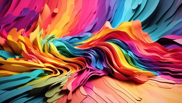 Imagine uma ilustração 3D cativante de um fundo abstrato moderno com um caleidoscópio de cores