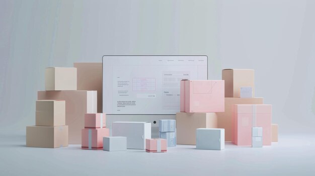 Imagine uma interface gráfica 3D limpa e minimalista e um design UX adaptado para um serviço de entrega