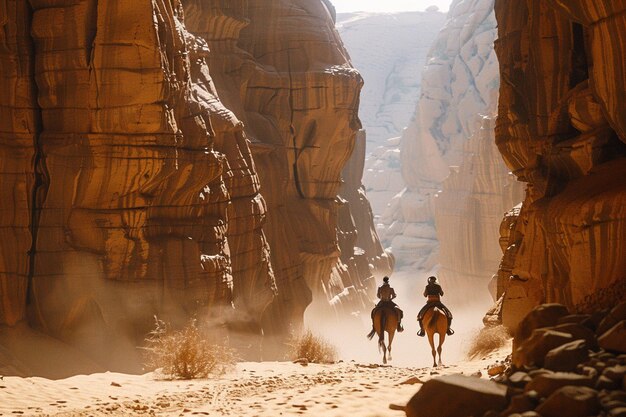 Foto imagínese la impresionante vista de un paseo a caballo generativo ai