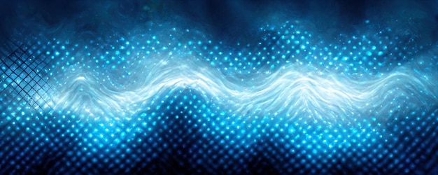 Foto imitación del movimiento del sonido y las ondas digitales sobre un fondo azul negro