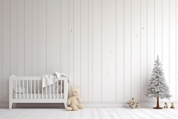 Foto imitación de la pared en la habitación de los niños en color blanco claro