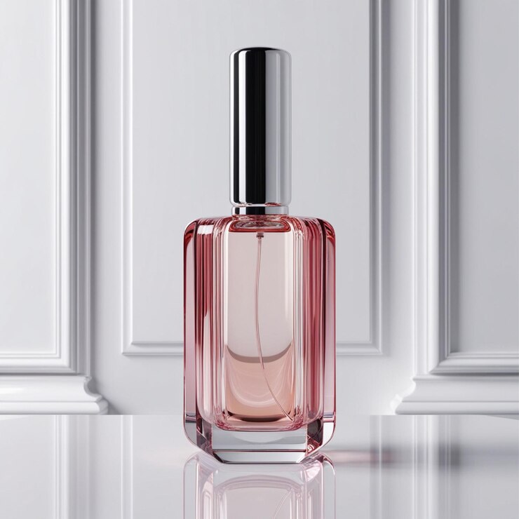 Imitación de un perfume en una botella transparente