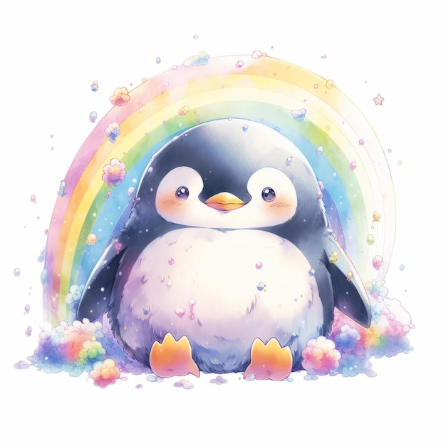 Imitando a Camilla d'Errico Deliciosa Kawaii Felicidad Un pingüino gordito de alta definición con un
