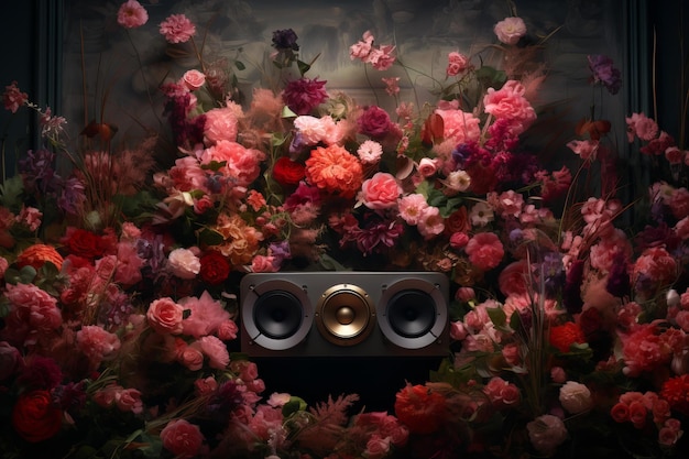 Immersiver Stereo-Umgebungslautsprecher mit Blumen Erzeugen Sie Ai