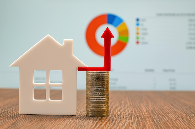 Immobilienmarkt-Wachstumsdiagramm mit Häusern