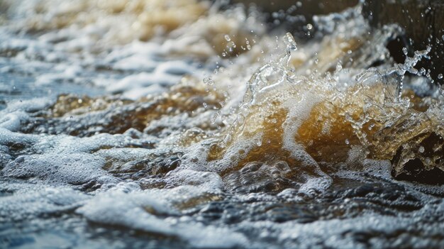 Foto impacto de las aguas residuales con una imagen dinámica de salpicaduras de agua sucia