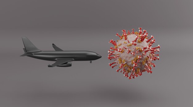 Impacto do covid-19 na renderização 3d da indústria de aviação e turismo do mundo.