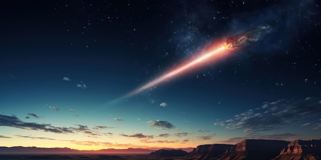 El impacto de un meteorito es un evento dramático en el cielo.