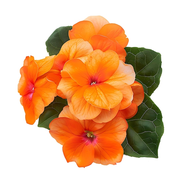 Impatiens Flor con color naranja y bicolor la flor Clipart aislado en blanco BG Natural